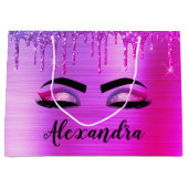 Name des Monogramms für den lila Glitzer, Sparkeil Große Geschenktüte (Vorderseite)