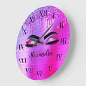 Name des Monogramms für den lila Glitzer, Sparkeil Große Wanduhr (Winkel)