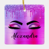 Name des Monogramms für den lila Glitzer, Sparkeil Keramikornament (Vorderseite)