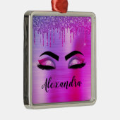 Name des Monogramms für den lila Glitzer, Sparkeil Ornament Aus Metall (Rechts)