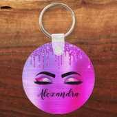 Name des Monogramms für den lila Glitzer, Sparkeil Schlüsselanhänger (Vorderseite)