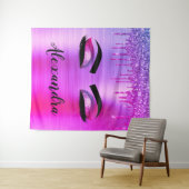 Name des Monogramms für den lila Glitzer, Sparkeil Wandteppich (Beispiel (Horizontal))