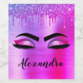 Name des Monogramms für den lila Glitzer, Sparkeil Weinetikett (Einzelnes Label)