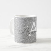 Name des Monogramms für den Luxussilber-Sparkle-Gl Kaffeetasse (Vorderseite Links)