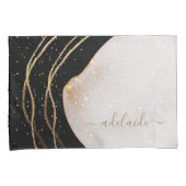 Name des Monogramms für den modernen Black Gold Gl Kissenbezug (Vorderseite-Rechts)