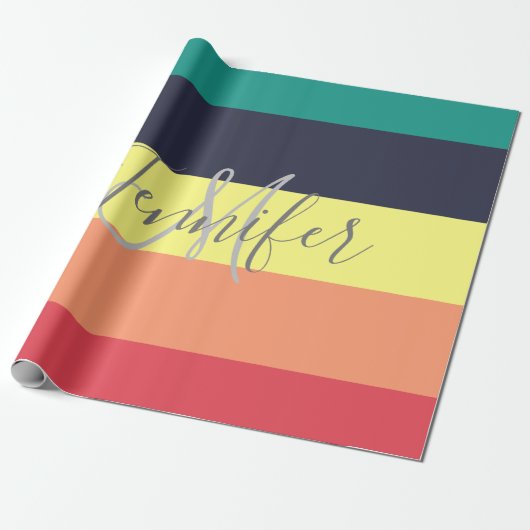 Name des Monogramms für den primären Rainbow-Farbb Geschenkpapier (Ungerollt)