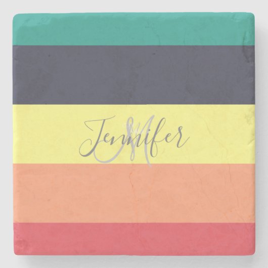 Name des Monogramms für den primären Rainbow-Farbb Steinuntersetzer (Vorderseite)