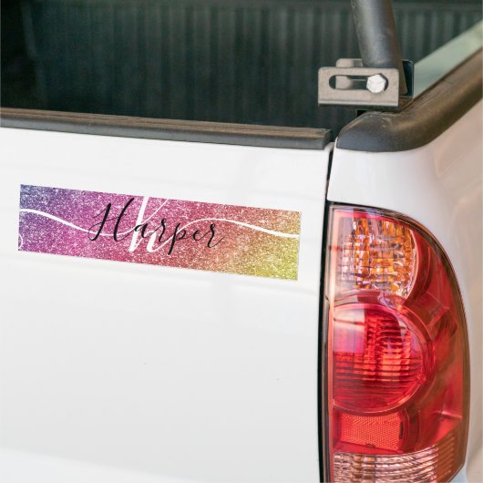 Name des Monogramms für den Rainbow-Glitzer Autoaufkleber (Auf Lkw)