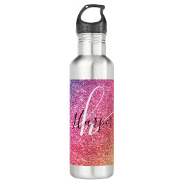 Name des Monogramms für den Rainbow-Glitzer Edelstahlflasche