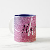 Name des Monogramms für den Rainbow-Glitzer Zweifarbige Tasse (Vorderseite Links)