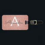 Name des Monogramms für den Rose-Gold-Glitzer Gepäckanhänger<br><div class="desc">Rose Gold Sparkle Glitzer Monogram Name und Initial Luggage Tag. Diese Taschenmarke ist ideal für Zurück in die Schule,  Arbeit oder Reisen. Das weich rosa Gepäckstück ist auch ein hervorragendes Gastgeschenk für Hochzeiten,  Geburtstage,  Brautpartys,  Flitterwochen oder einen Junggeselinnen-Abschied. Bitte kontaktieren Sie den Designer,  um passende Artikel zu erhalten.</div>