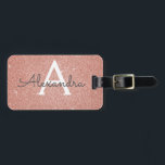 Name des Monogramms für den Rose-Gold-Glitzer Gepäckanhänger<br><div class="desc">Rose Gold Sparkle Glitzer Monogram Name und Initial Luggage Tag. Diese Taschenmarke ist ideal für Zurück in die Schule,  Arbeit oder Reisen. Das weich rosa Gepäckstück ist auch ein hervorragendes Gastgeschenk für Hochzeiten,  Geburtstage,  Brautpartys,  Flitterwochen oder einen Junggeselinnen-Abschied. Bitte kontaktieren Sie den Designer,  um passende Artikel zu erhalten.</div>