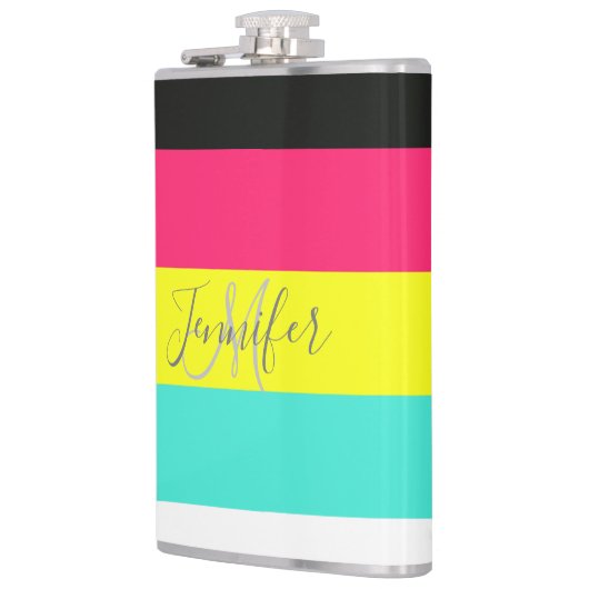 Name des Monogramms für den schwarzen und neonfarb Flachmann (Links)