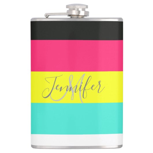 Name des Monogramms für den schwarzen und neonfarb Flachmann (Vorderseite)