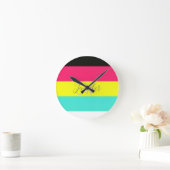 Name des Monogramms für den schwarzen und neonfarb Runde Wanduhr (Zuhause)