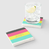 Name des Monogramms für den schwarzen und neonfarb Steinuntersetzer (Seitenansicht)