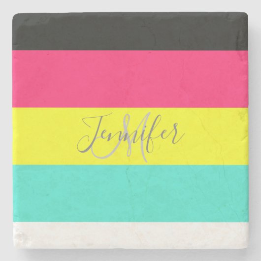 Name des Monogramms für den schwarzen und neonfarb Steinuntersetzer (Vorderseite)