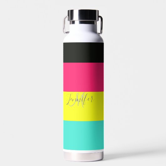 Name des Monogramms für den schwarzen und neonfarb Trinkflasche (Vorne)