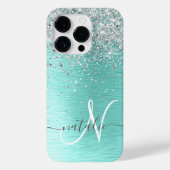 Name des Monogramms für den Silberbrushed-Glitzer Case-Mate iPhone Hülle (Rückseite)