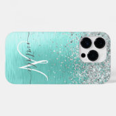 Name des Monogramms für den Silberbrushed-Glitzer Case-Mate iPhone Hülle (Rückseite (Horizontal))
