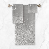 Name des Monogramms für den silberfarbenen Glitzer Badhandtuch Set