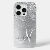 Name des Monogramms für den silberfarbenen Glitzer Case-Mate iPhone Hülle (Rückseite)