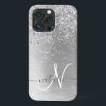 Name des Monogramms für den silberfarbenen Glitzer Case-Mate iPhone Hülle<br><div class="desc">Dieses schicke Gehäuse mit hübschem silberglänzenden Glitzer auf silberfarbenem metallischem Hintergrund ist einfach zu personalisieren.</div>