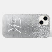 Name des Monogramms für den silberfarbenen Glitzer Case-Mate iPhone Hülle (Rückseite (Horizontal))