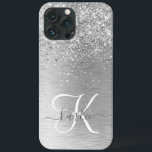 Name des Monogramms für den silberfarbenen Glitzer Case-Mate iPhone Hülle<br><div class="desc">Dieses schicke Gehäuse mit hübschem silberglänzenden Glitzer auf silberfarbenem metallischem Hintergrund ist einfach zu personalisieren.</div>