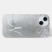 Name des Monogramms für den silberfarbenen Glitzer Case-Mate iPhone Hülle (Rückseite (Horizontal))