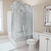 Name des Monogramms für den silberfarbenen Glitzer Duschvorhang (Beispiel)
