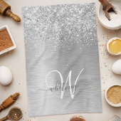 Name des Monogramms für den silberfarbenen Glitzer Geschirrtuch
