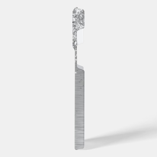 Name des Monogramms für den silberfarbenen Glitzer iPhone Hülle (Linke Seite)