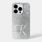 Name des Monogramms für den silberfarbenen Glitzer iPhone Hülle (Rückseite)