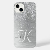 Name des Monogramms für den silberfarbenen Glitzer iPhone Hülle (Rückseite)