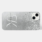 Name des Monogramms für den silberfarbenen Glitzer iPhone Hülle (Rückseite (Horizontal))