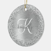 Name des Monogramms für den silberfarbenen Glitzer Keramik Ornament (Links)