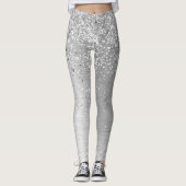 Name des Monogramms für den silberfarbenen Glitzer Leggings (Vorderseite)