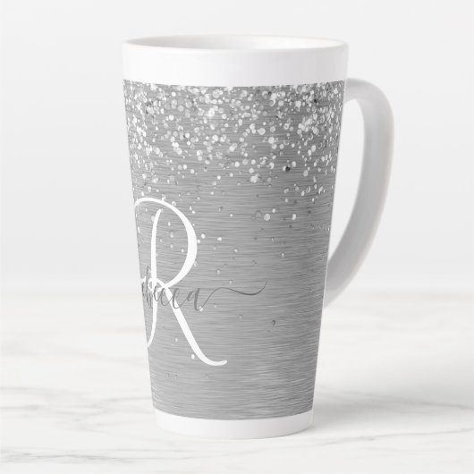 Name des Monogramms für den silberfarbenen Glitzer Milchtasse (Rechte Ecke)