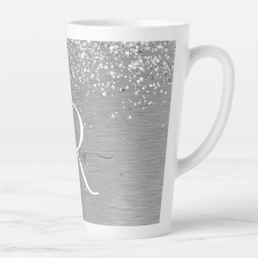Name des Monogramms für den silberfarbenen Glitzer Milchtasse (Rechts)