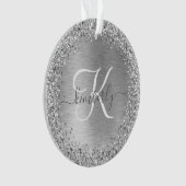 Name des Monogramms für den silberfarbenen Glitzer Ornament (Vorderseite)
