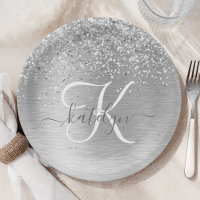 Name des Monogramms für den silberfarbenen Glitzer
