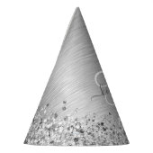 Name des Monogramms für den silberfarbenen Glitzer Partyhütchen (Links)