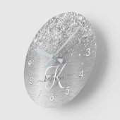 Name des Monogramms für den silberfarbenen Glitzer Runde Wanduhr (Winkel)