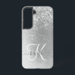 Name des Monogramms für den silberfarbenen Glitzer Samsung Galaxy Hülle<br><div class="desc">Dieses schicke Gehäuse mit hübschem silberglänzenden Glitzer auf silberfarbenem metallischem Hintergrund ist einfach zu personalisieren.</div>