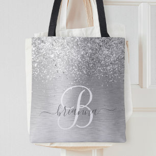 Name des Monogramms für den silberfarbenen Glitzer Tasche