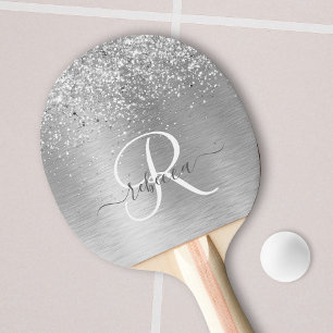 Name des Monogramms für den silberfarbenen Glitzer Tischtennis Schläger