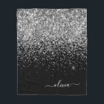 Name des Monogramms für den Silver Black Girl Glit Fleecedecke<br><div class="desc">Silber und Schwarze Imitate Sparkle Glitzer Monogram Name und Initial Fleece Blanket. Das macht den perfekten 16 Geburtstag,  Hochzeit,  Brautparty,  Jubiläum,  Babydusche oder Junggeselinnen-Abschied Geschenk für jemanden,  der Lieben glamourösen Luxus und schicke Stile.</div>