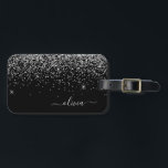 Name des Monogramms für den Silver Black Girl Glit Gepäckanhänger<br><div class="desc">Monogram Name und Initial Luggage Bag Tag: Silver and Black Sparkle Glitzer. Der Gepäcktag ist der perfekte 16-köpfige Geburtstag,  Hochzeit,  Brautparty,  Babydusche oder Junggeselinnen-Abschied für jemanden,  der sein Zimmer stilvoll dekoriert.</div>