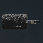 Name des Monogramms für den Silver Black Girl Glit Gepäckanhänger<br><div class="desc">Monogram Name und Initial Luggage Bag Tag: Silver and Black Sparkle Glitzer. Der Gepäcktag ist der perfekte 16-köpfige Geburtstag,  Hochzeit,  Brautparty,  Babydusche oder Junggeselinnen-Abschied für jemanden,  der sein Zimmer stilvoll dekoriert.</div>